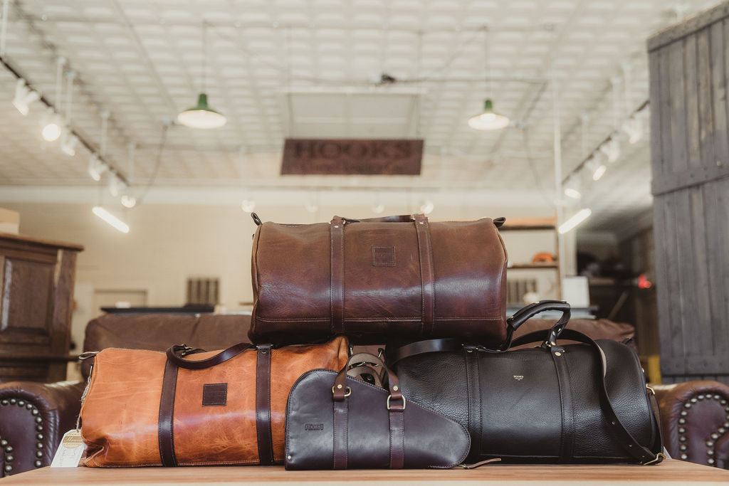 Black Montana Horween Leather Duffle Bag by Hooks Crafted Leather Co